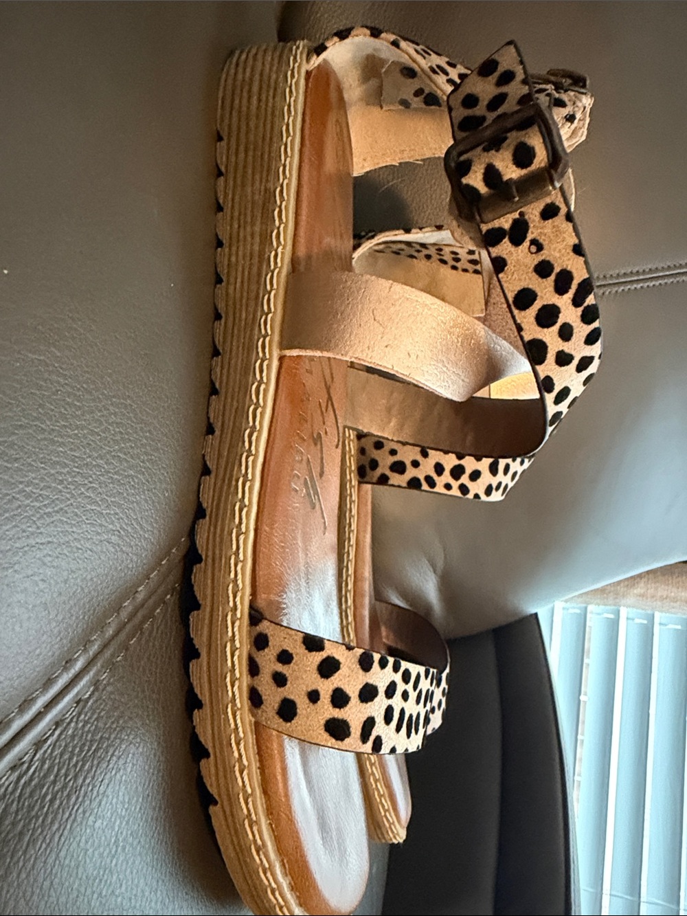 Blowfish Beige and Black Spotted Ankle-Strap Sandals - Picture 2 of 4